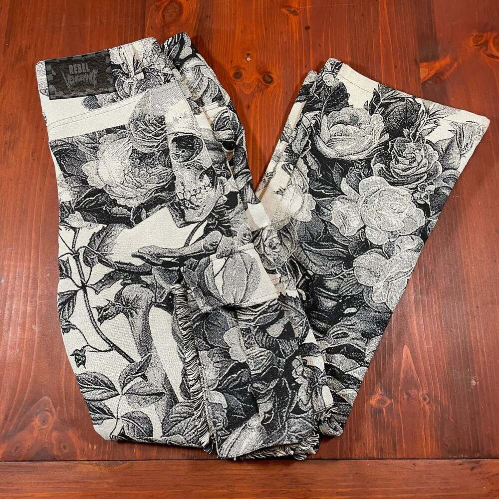 Rebel Vengeance Skull Tapestry Cargo Pants Size 30